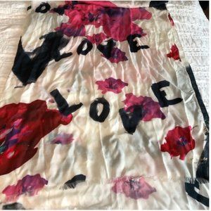 kate spade love floral pink white scarf nwot